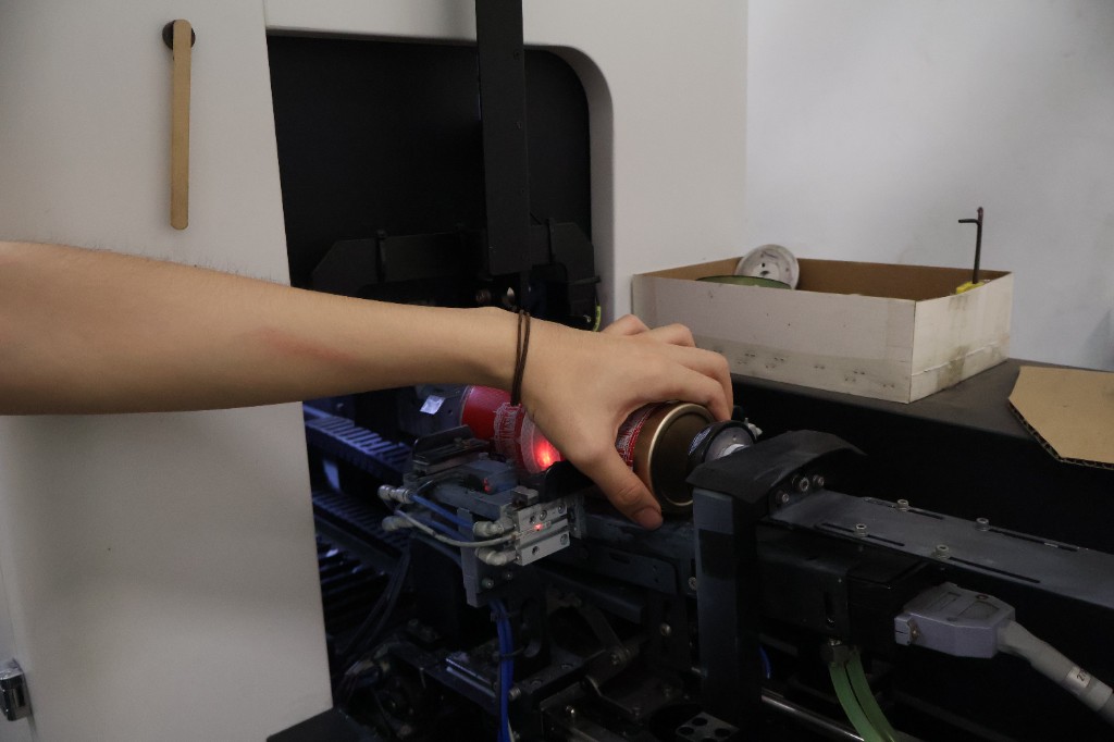 Pad printing machine in operation