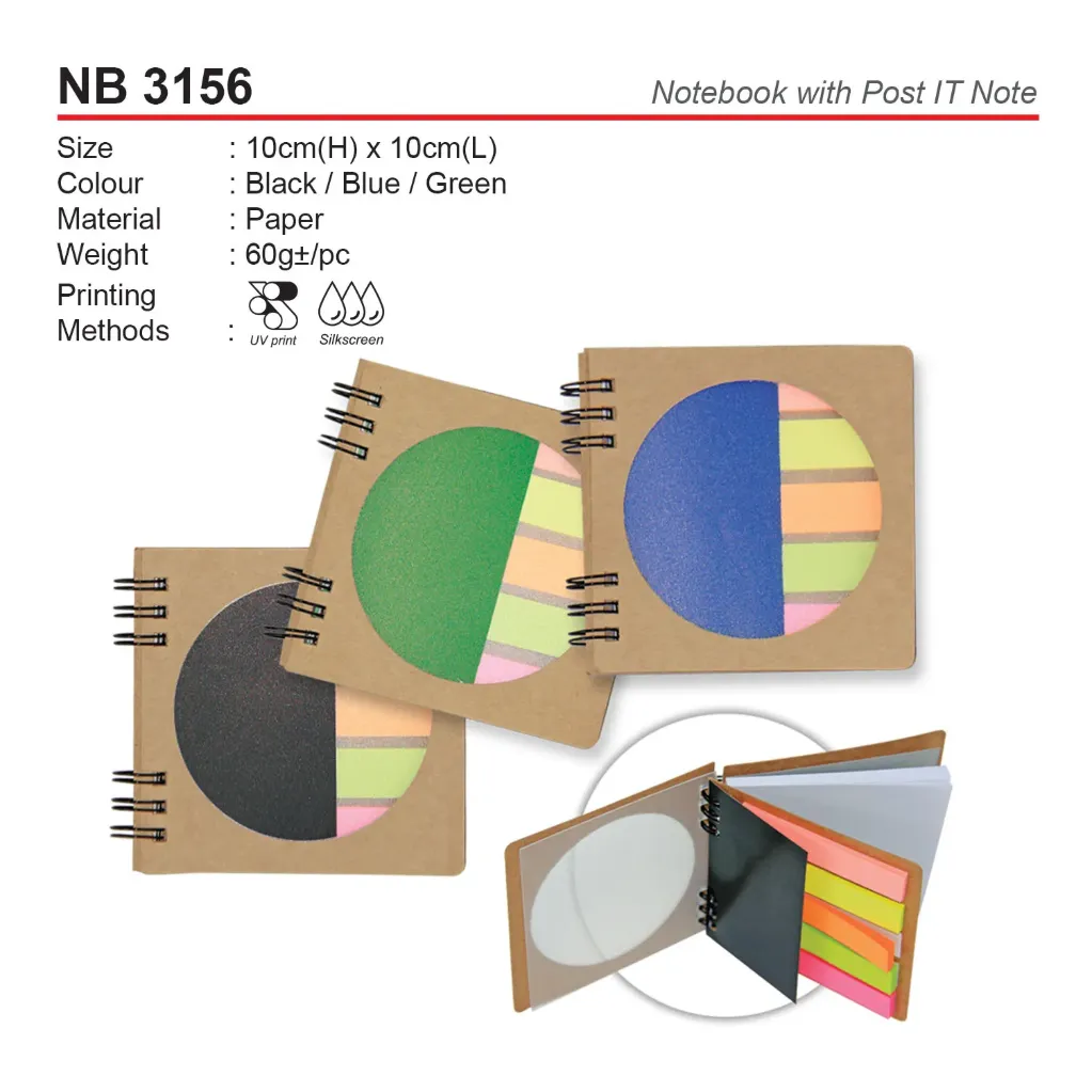 NOTEBOOK WITH POST IT NOTE