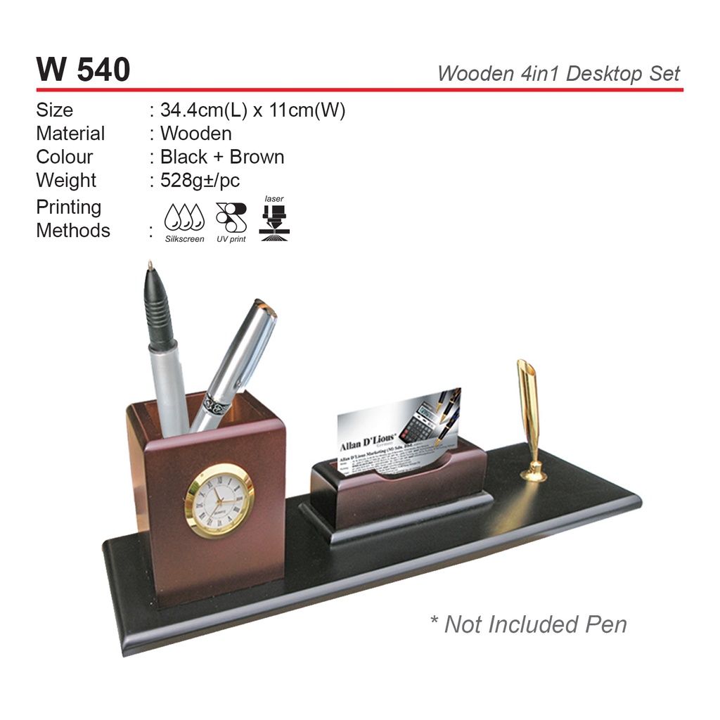 [W-540] WOODEN 4 IN 1 DESKTOP SET