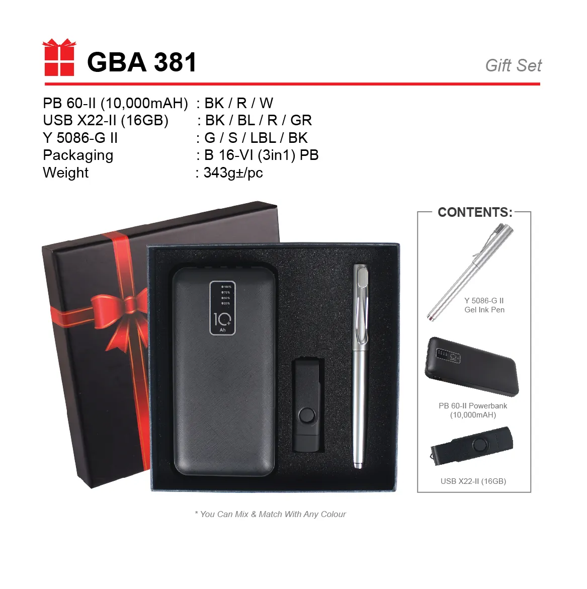 GIFT SET-PB 60-II+USB X-22-II+Y 5086-G-II+B 16-VI