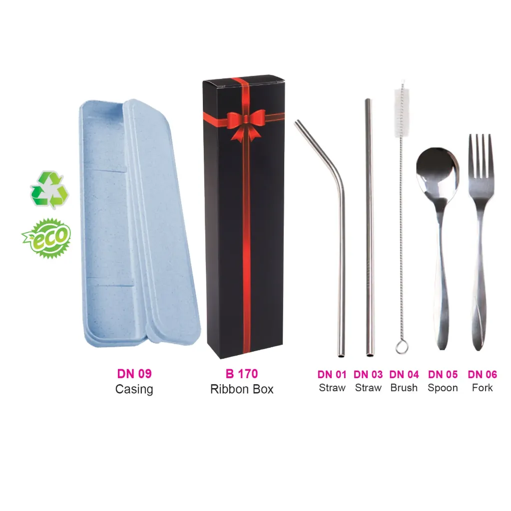 STRAW & CUTLERY SET (5 IN 1)-BL