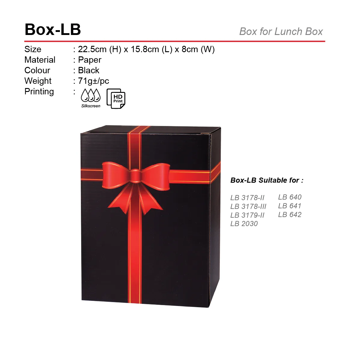 BOX FOR LUNCH BOX(3178 II/3179 II/LB 2030/642/641/640/2034)